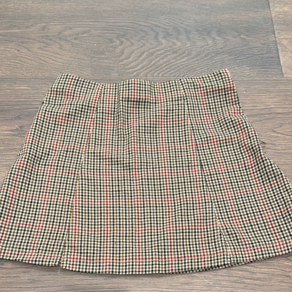 Brandy Melville Plaid Mini Skirt - Red and Tan